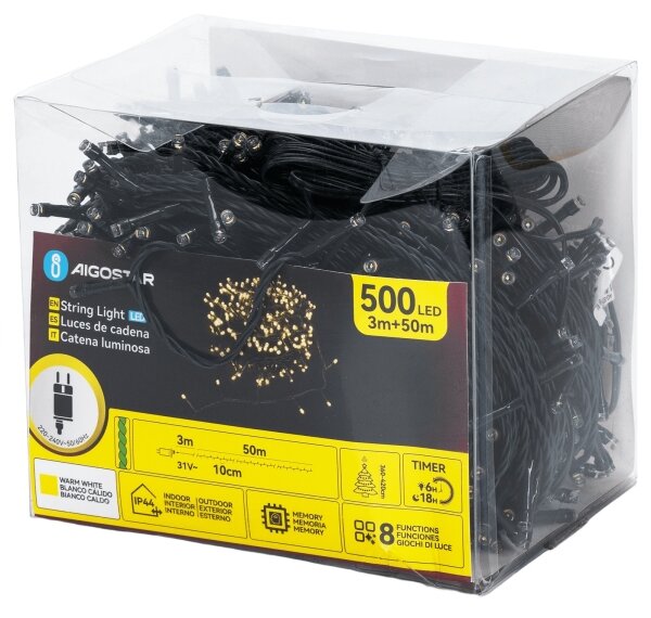 Aigostar - Vonkajší LED reťazec 500xLED/6W/230V 50m IP44 teplá biela