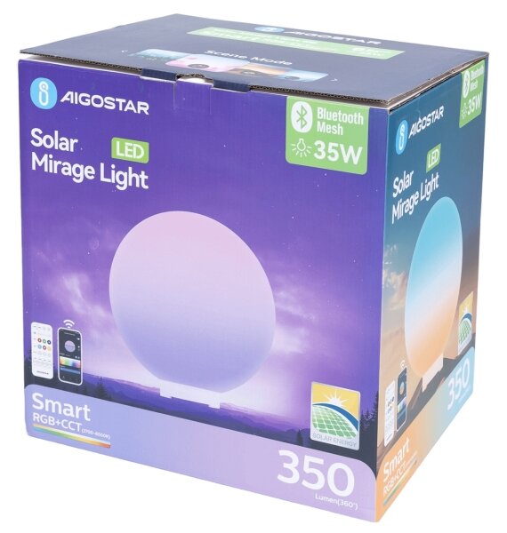 Aigostar-LED RGB stmievateľná vonkajšia lampa MESH 35W/3,7V 4000mAh 2700-6500K IP65 priemer 50 cm