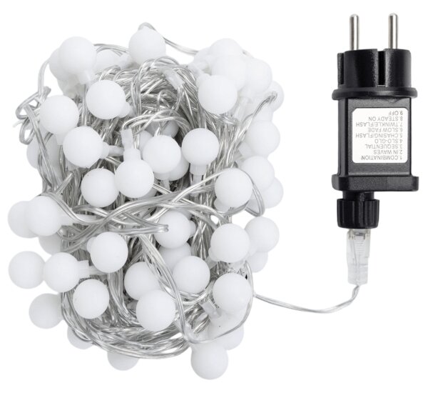 Aigostar - LED vonkajší dekoratívny svetelný reťazec 100xLED/3,6W/230V/8 funkcií 10m IP44 studená biela