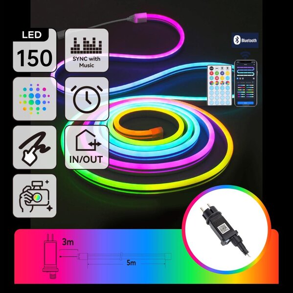 Aigostar - LED RGBICW vonkajší svetelný reťazec 150xLED/10W/230V 5m IP44 + diaľkové ovládanie