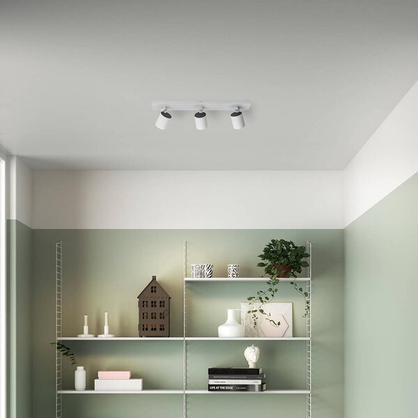 Philips Runner LED stropná lampa biela 3 svetlá, Biela / opálová, Obývacia izba / jedáleň, kov, Moderný, Stropné svetlo