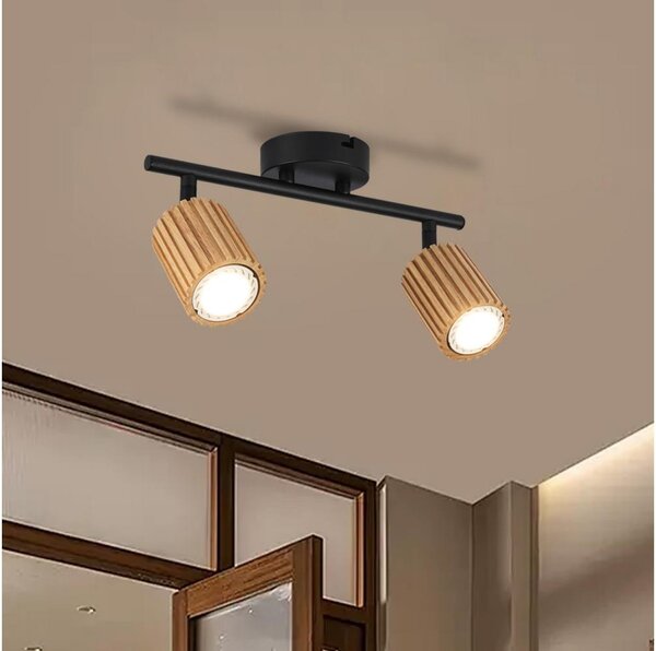 Brilagi - Bodové svietidlo MODERN WOOD 2xGU10/8W/230V drevo/čierna