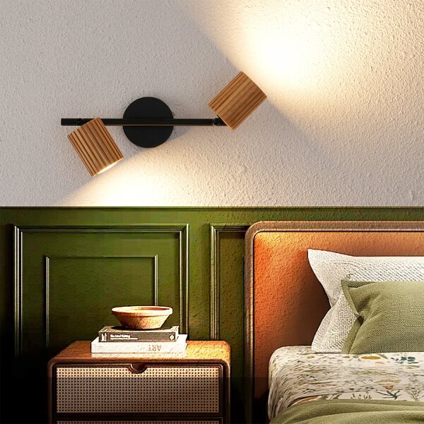 Brilagi - Bodové svietidlo MODERN WOOD 2xGU10/8W/230V drevo/čierna