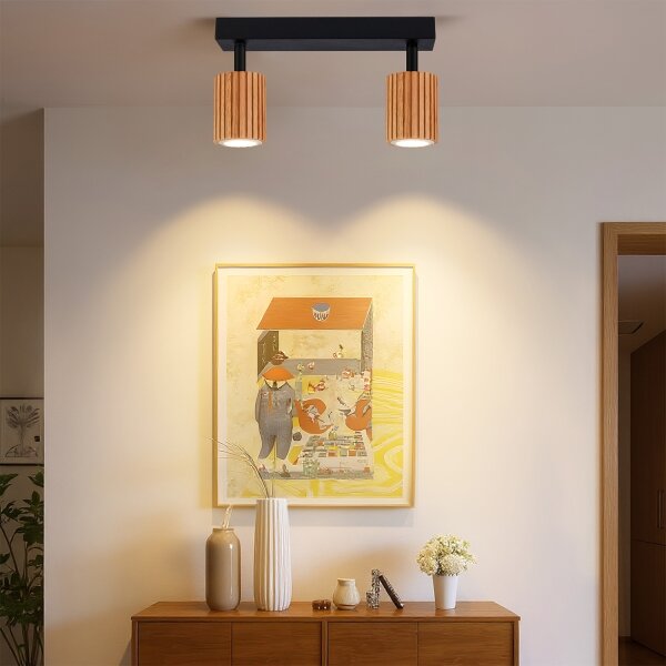 Brilagi - Bodové svietidlo MODERN WOOD 2xGU10/8W/230V drevené/čierne