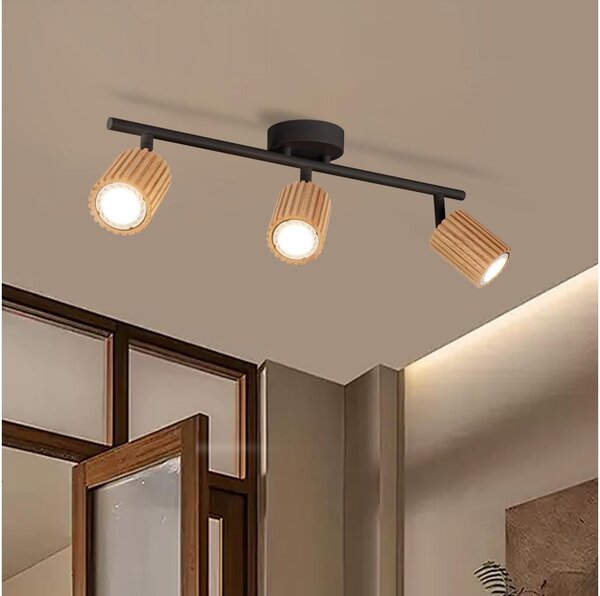 Brilagi - Bodové svietidlo MODERN WOOD 3xGU10/8W/230V drevo/čierna