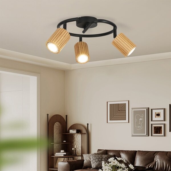 Brilagi - Bodové svietidlo MODERN WOOD 3xGU10/8W/230V, drevené/čierne