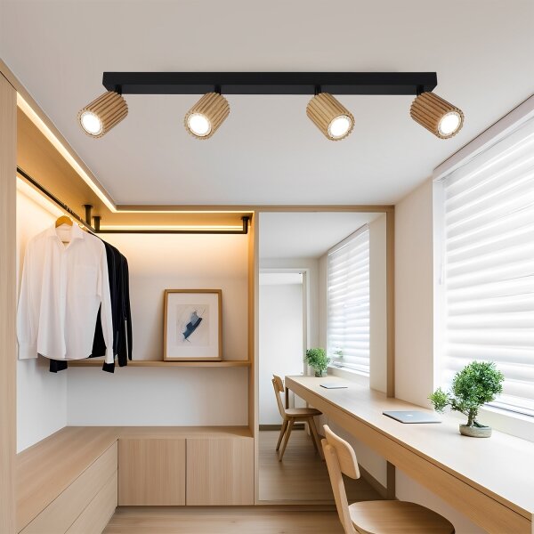 Brilagi - Bodové svietidlo MODERN WOOD 4xGU10/8W/230V drevo/čierna