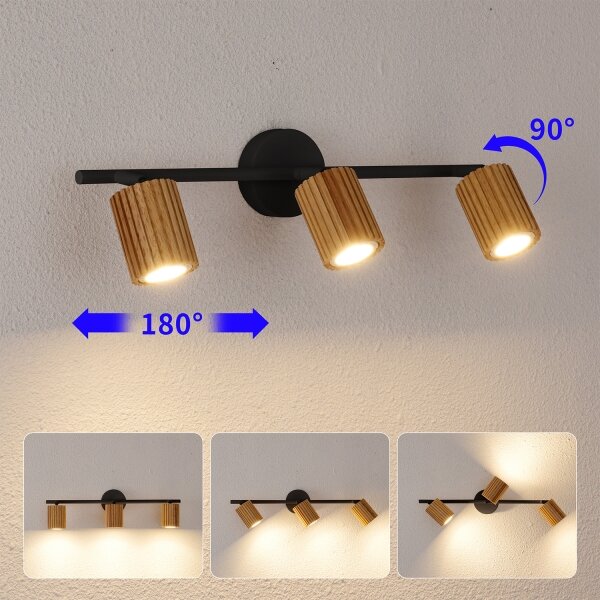 Brilagi - Bodové svietidlo MODERN WOOD 3xGU10/8W/230V drevo/čierna