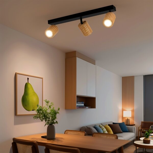 Brilagi - Bodové svietidlo MODERN WOOD 3xGU10/8W/230V drevo/čierna