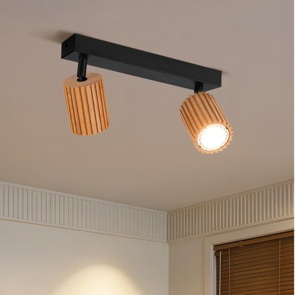 Brilagi - Bodové svietidlo MODERN WOOD 2xGU10/8W/230V drevené/čierne