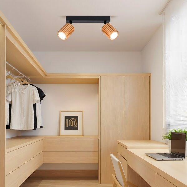 Brilagi - Bodové svietidlo MODERN WOOD 2xGU10/8W/230V drevené/čierne