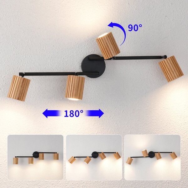 Brilagi - Bodové svietidlo MODERN WOOD 4xGU10/8W/230V drevo/čierna