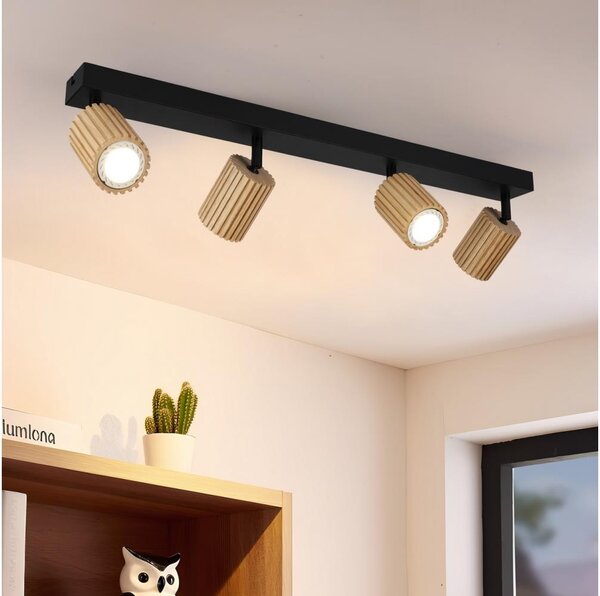 Brilagi - Bodové svietidlo MODERN WOOD 4xGU10/8W/230V drevo/čierna