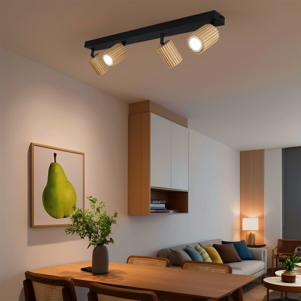 Brilagi - Bodové svietidlo MODERN WOOD 4xGU10/8W/230V drevo/čierna