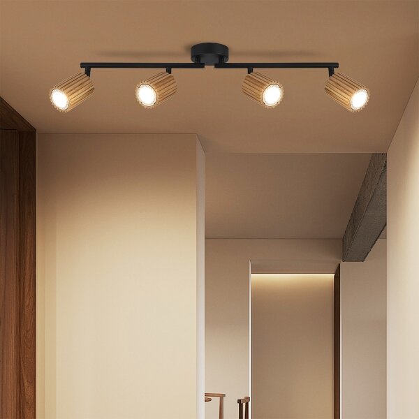 Brilagi - Bodové svietidlo MODERN WOOD 4xGU10/8W/230V drevo/čierna