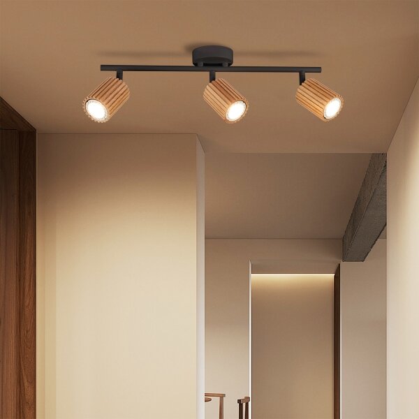 Brilagi - Bodové svietidlo MODERN WOOD 3xGU10/8W/230V drevo/čierna