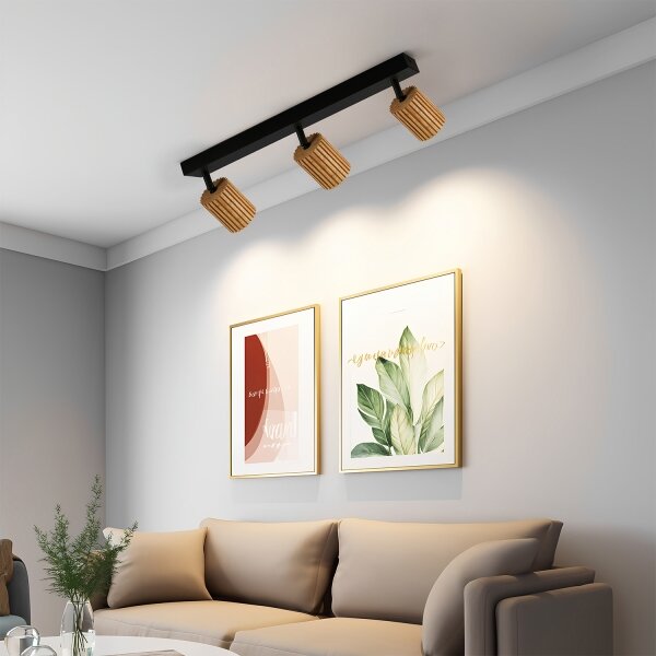 Brilagi - Bodové svietidlo MODERN WOOD 3xGU10/8W/230V drevo/čierna
