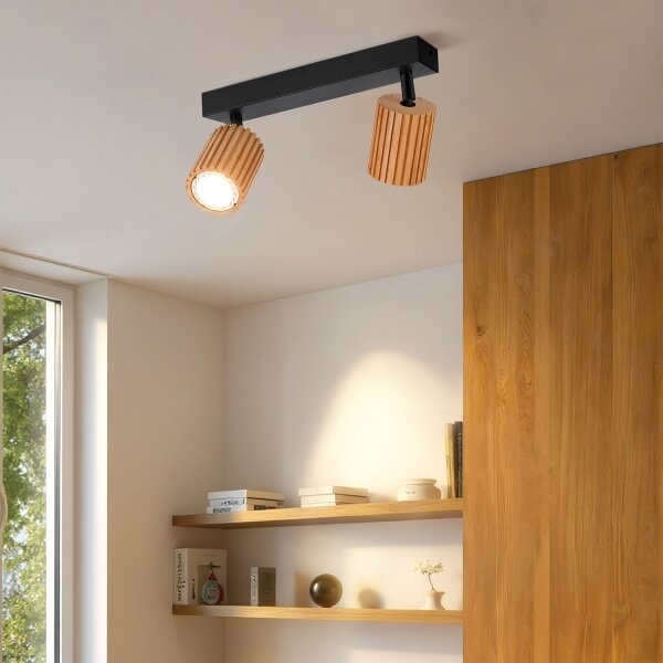 Brilagi - Bodové svietidlo MODERN WOOD 2xGU10/8W/230V drevené/čierne