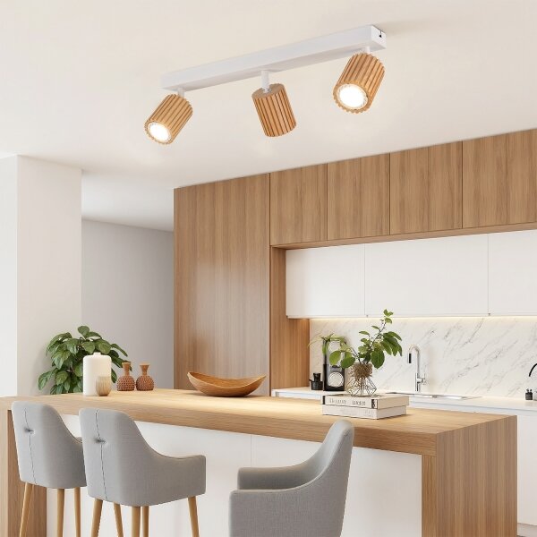 Brilagi - Bodové svietidlo MODERN WOOD 4xGU10/8W/230V drevo/biela