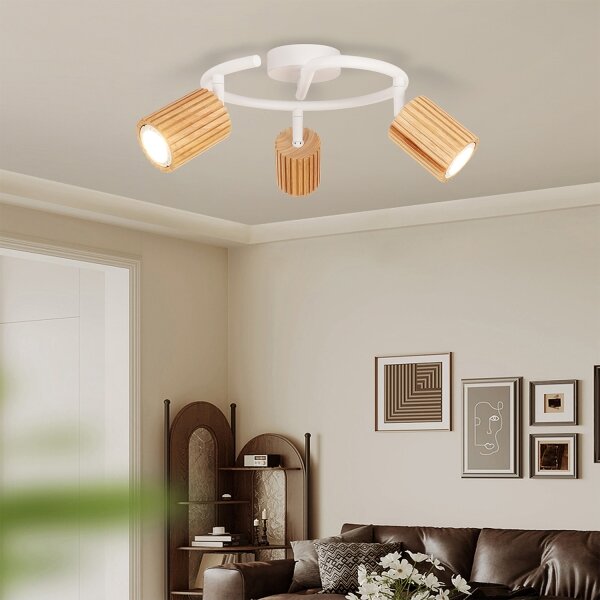 Brilagi - Bodové svietidlo MODERN WOOD 3xGU10/8W/230V drevo/biela