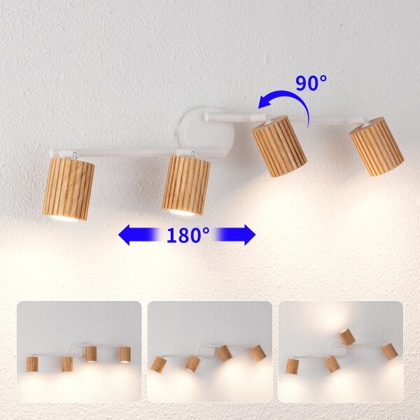Brilagi - Bodové svietidlo MODERN WOOD 4xGU10/8W/230V drevo/biela