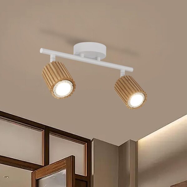 Brilagi - Bodové svietidlo MODERN WOOD 2xGU10/8W/230V drevo/biela