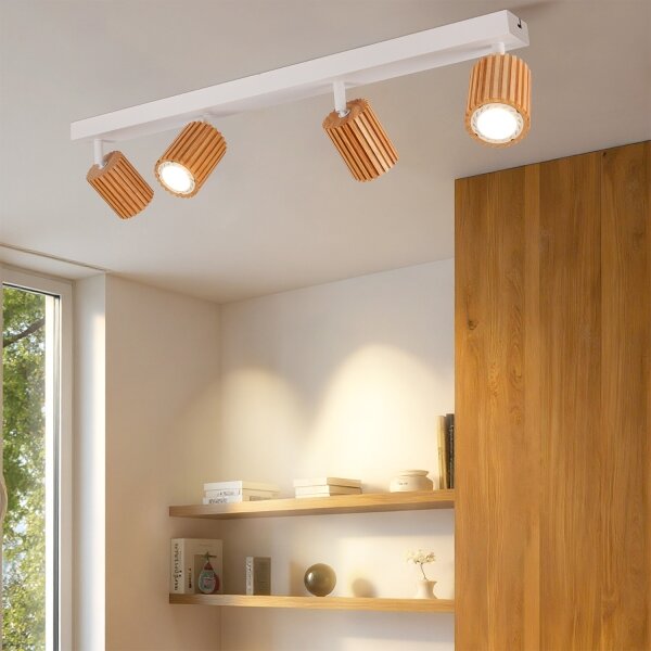 Brilagi - Bodové svietidlo MODERN WOOD 4xGU10/8W/230V drevo/biela