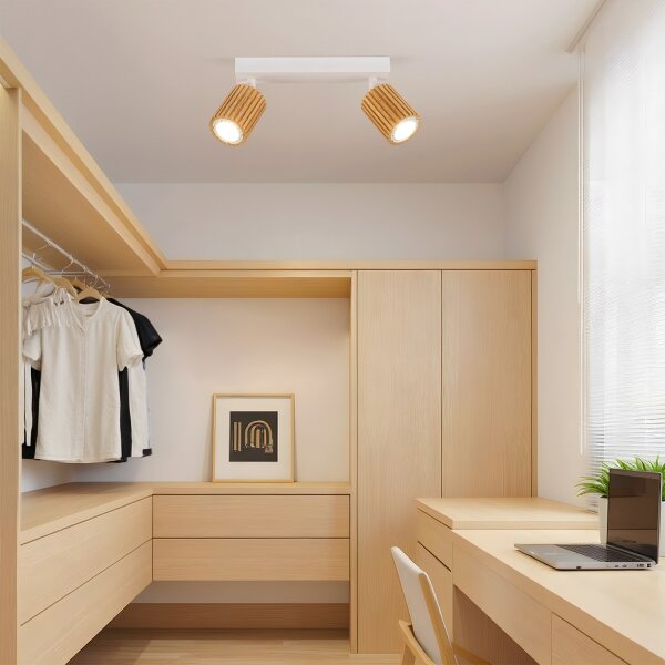 Brilagi - Bodové svietidlo MODERN WOOD 2xGU10/8W/230V drevené/biela