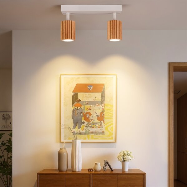 Brilagi - Bodové svietidlo MODERN WOOD 2xGU10/8W/230V drevené/biela