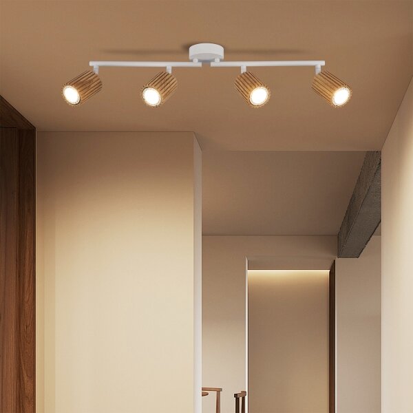 Brilagi - Bodové svietidlo MODERN WOOD 4xGU10/8W/230V drevo/biela