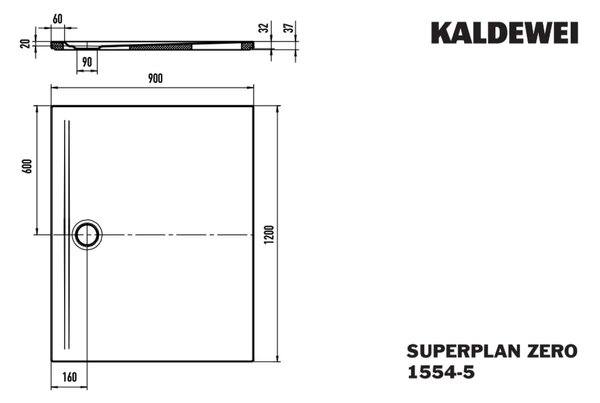 Kaldewei Superplan Zero - Sprchová vanička s extra plochým nosičom 900x1200 mm, Invisible Grip, alpská biela 355447981001