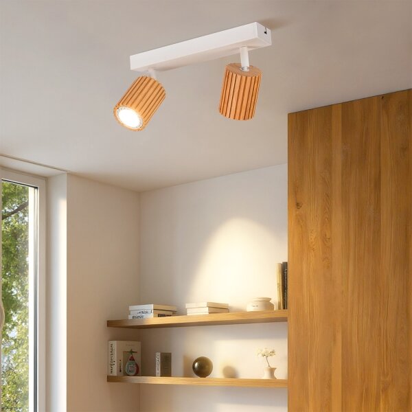 Brilagi - Bodové svietidlo MODERN WOOD 2xGU10/8W/230V drevené/biela