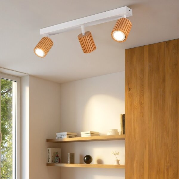 Brilagi - Bodové svietidlo MODERN WOOD 3xGU10/8W/230V drevo/biela