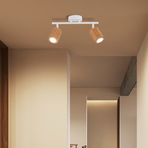 Brilagi - Bodové svietidlo MODERN WOOD 2xGU10/8W/230V drevo/biela