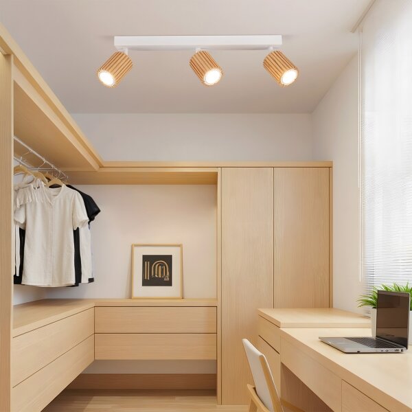 Brilagi - Bodové svietidlo MODERN WOOD 3xGU10/8W/230V drevo/biela