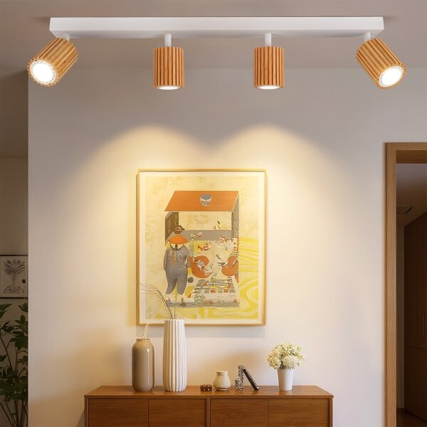 Brilagi - Bodové svietidlo MODERN WOOD 4xGU10/8W/230V drevo/biela