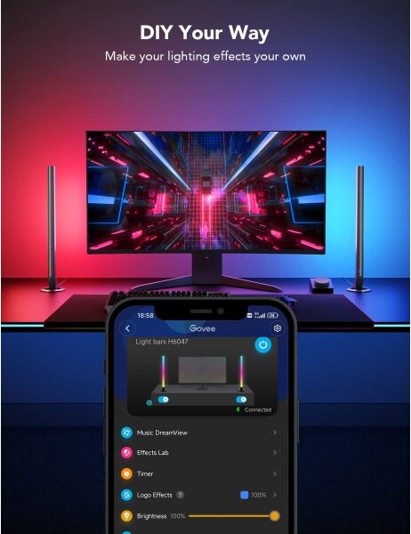 Govee - Inteligentné herné Wi-Fi LED panely + inteligentný duálny biely Wi-Fi ovládač
