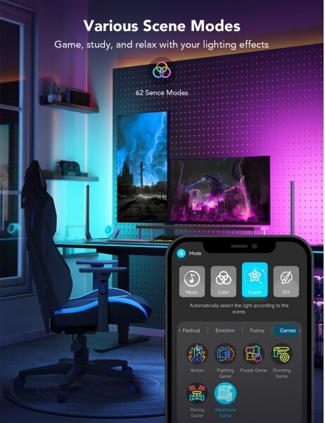 Govee - Inteligentné herné Wi-Fi LED panely + inteligentný duálny biely Wi-Fi ovládač