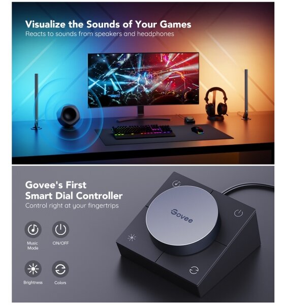 Govee - Inteligentné herné Wi-Fi LED panely + inteligentný duálny biely Wi-Fi ovládač
