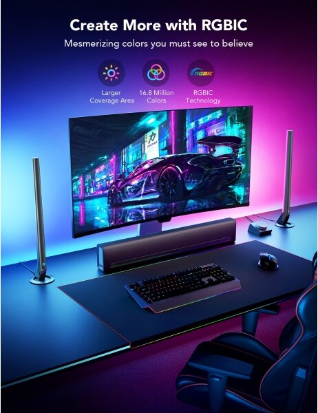 Govee - Inteligentné herné Wi-Fi LED panely + inteligentný duálny biely Wi-Fi ovládač