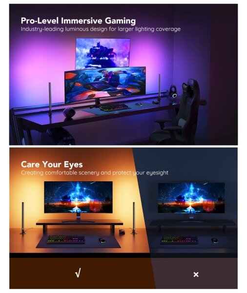 Govee - Inteligentné herné Wi-Fi LED panely + inteligentný duálny biely Wi-Fi ovládač