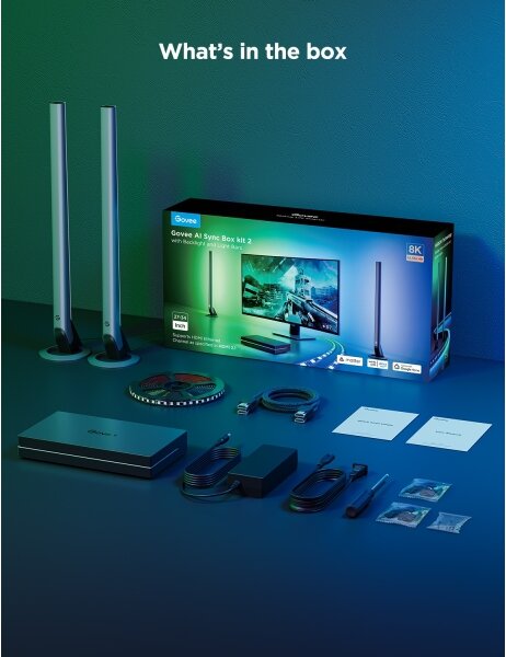 Govee - AI Sync Box Kit 2 Inteligentná sada počítačového osvetlenia 27-34" + LED panely Wi-Fi