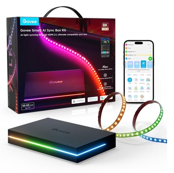 Govee - AI Sync Box 2 pre Smart TV RGBICW podsvietenie 55-65" Wi-Fi