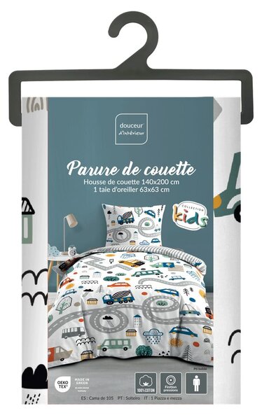 Biele bavlnené detské obliečky na jednolôžko 140x200 cm Pti Bolide – douceur d'intérieur