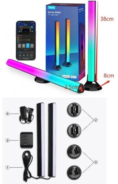 Govee - SMART LED RGBIC panel 38 cm pre TV 43-75" - 2 ks Wi-Fi