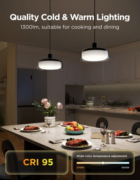 Govee - LED RGBICWW stlmiteľný závesný luster na lane LED/21W/230V Matter Wi-Fi