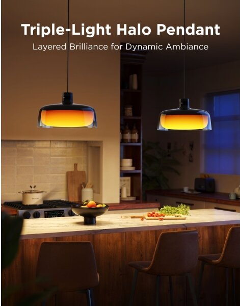 Govee - LED RGBICWW stlmiteľný závesný luster na lane LED/21W/230V Matter Wi-Fi