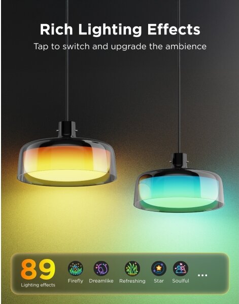 Govee - LED RGBICWW stlmiteľný závesný luster na lane LED/21W/230V Matter Wi-Fi