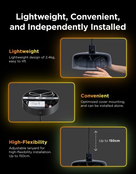 Govee - LED RGBICWW stlmiteľný závesný luster na lane LED/21W/230V Matter Wi-Fi