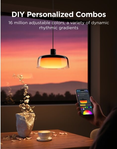 Govee - LED RGBICWW stlmiteľný závesný luster na lane LED/21W/230V Matter Wi-Fi